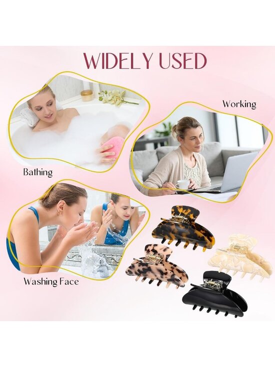8 Large Non-Slip Acrylic Hair Claw Clips Set - Strong Hold for All Hair Types
